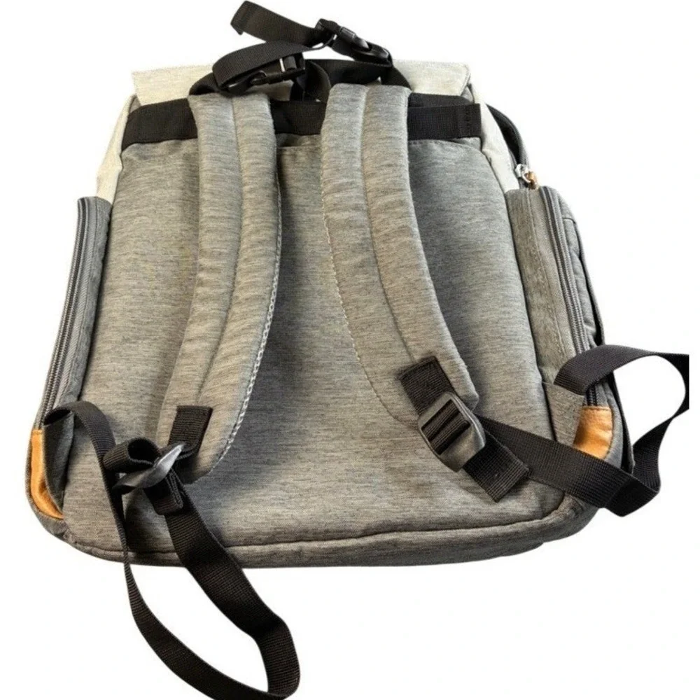 iPack Baby Diaper Bag Backpack Gray Heathered Insulated Pocket Wipes Dispenser
